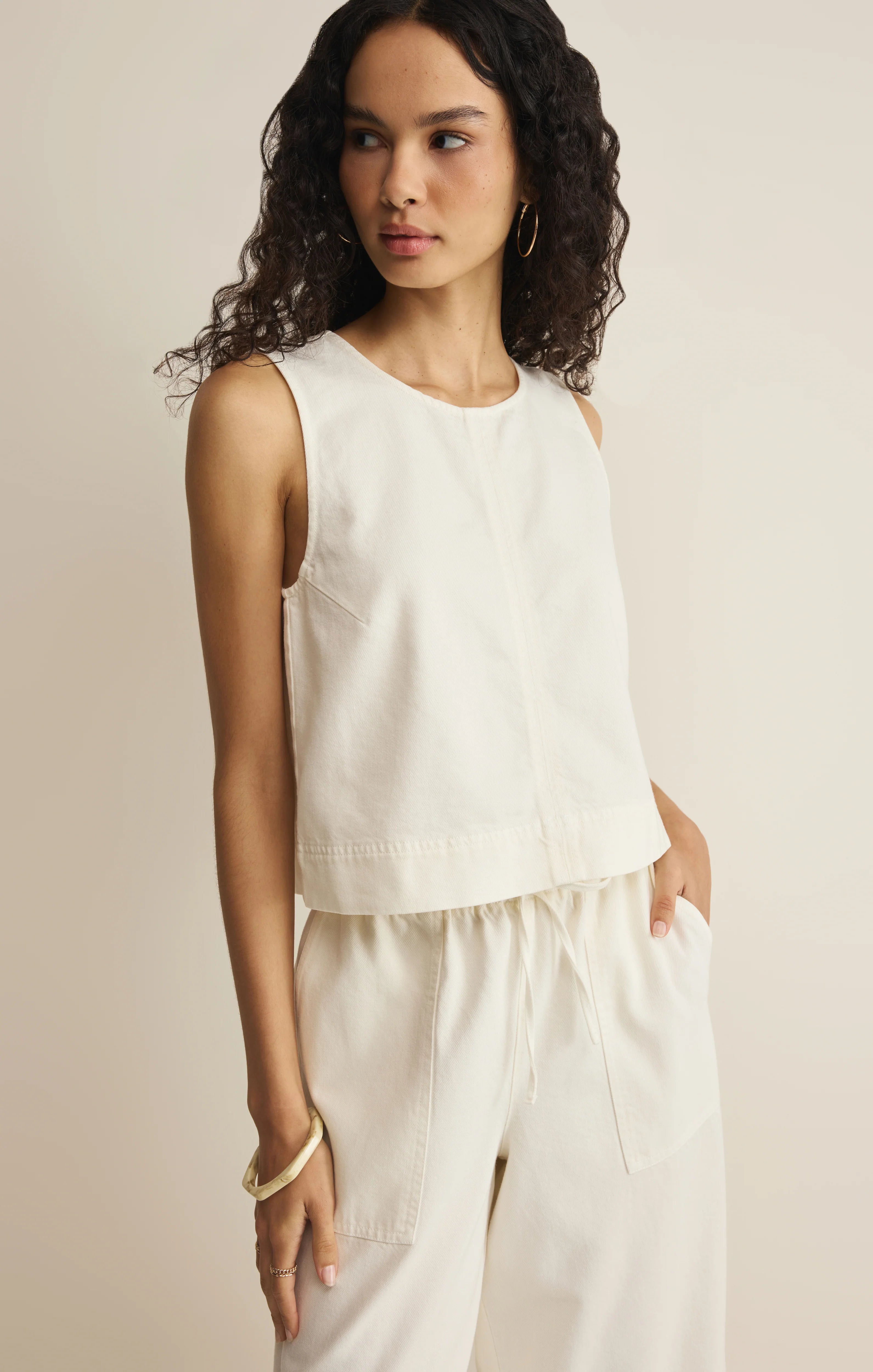 sleeveless casual blouse, neutral wardrobe essentials