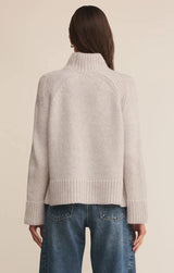 neutral cozy sweater, winter funnel neck top
