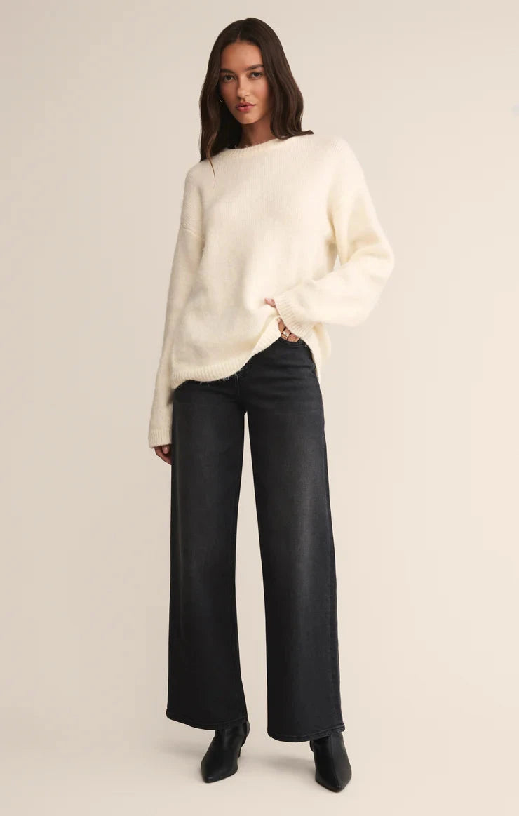 soft knit white sweater, winter white pullover, relaxed fit sweater