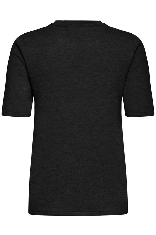 layering knit top, classic black short sleeve