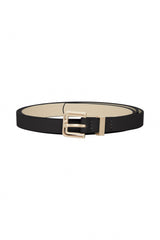 BLACK SKINNY BELT WITH GOLD BUCKLE Accessories ICHI 