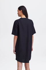 VNECK BLACK LINEN DRESS Dress ICHI 