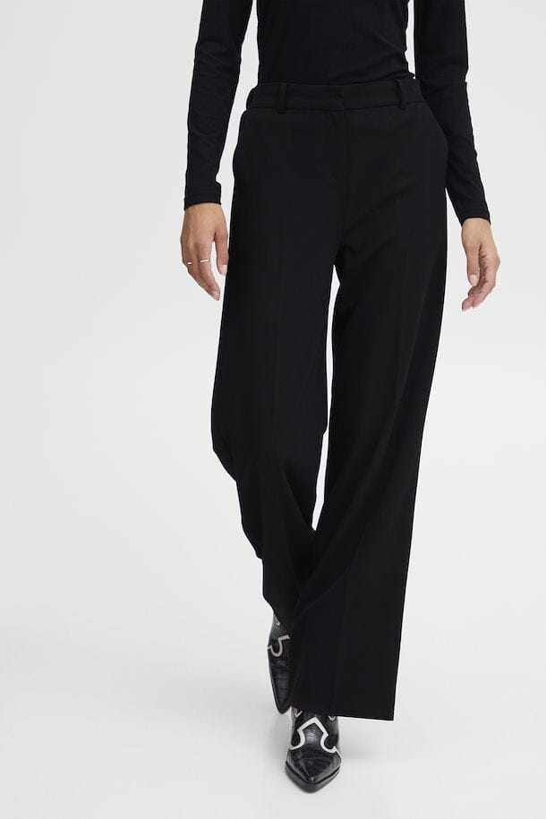 DANTA WIDE LEG PANT, B YOUNG, black wide leg trousers