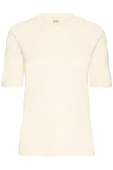 women cream knit top, neutral short sleeve knit tee, everyday cream shirt women