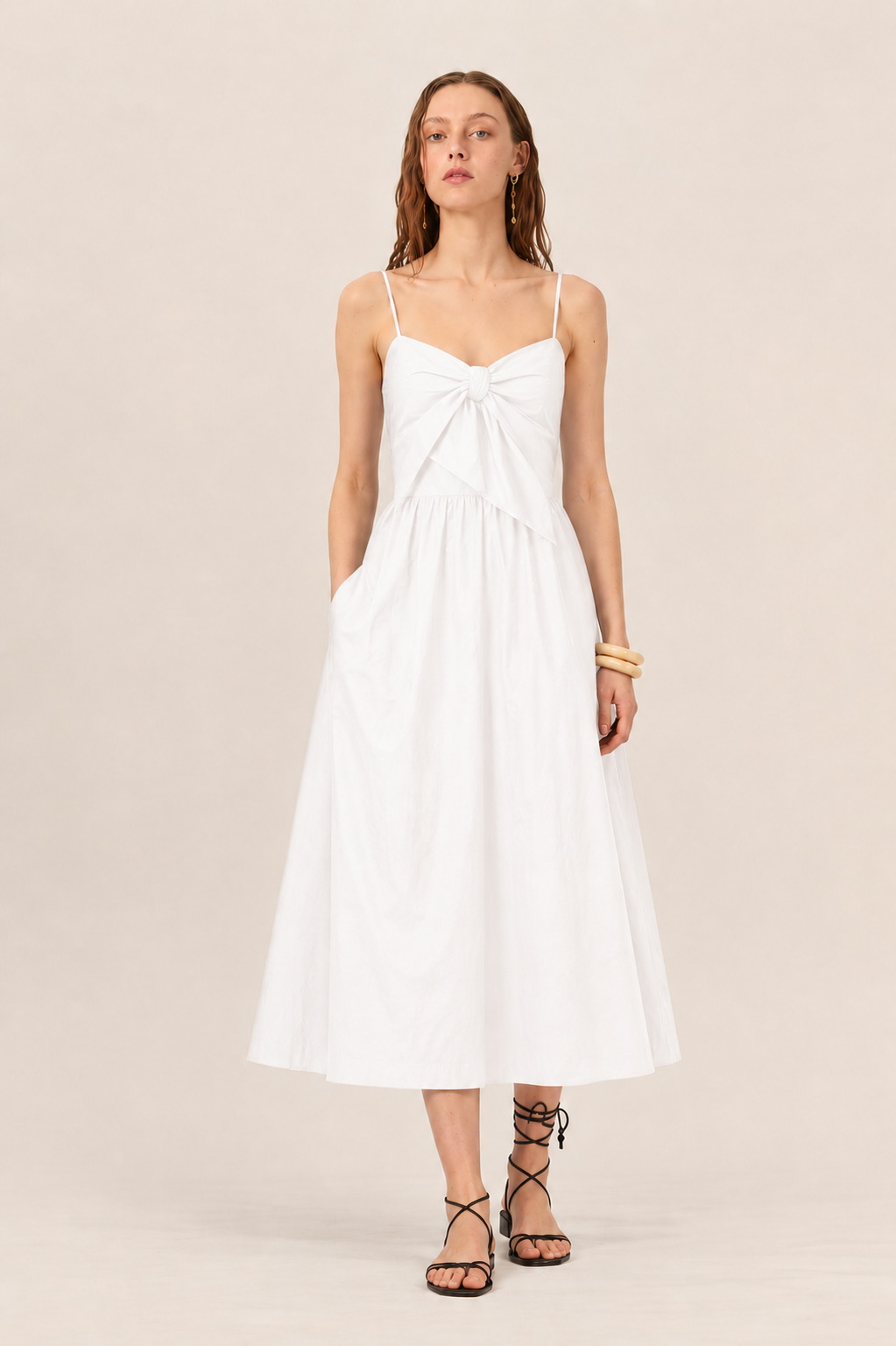 tie front midi dress, white summer dress, flowy midi sundress, vacation dresses women, white cotton dress, feminine summer dress, strappy midi dress women, lightweight summer dress, casual midi dress women, coastal style dress, white vacation outfit, tie front dress women
