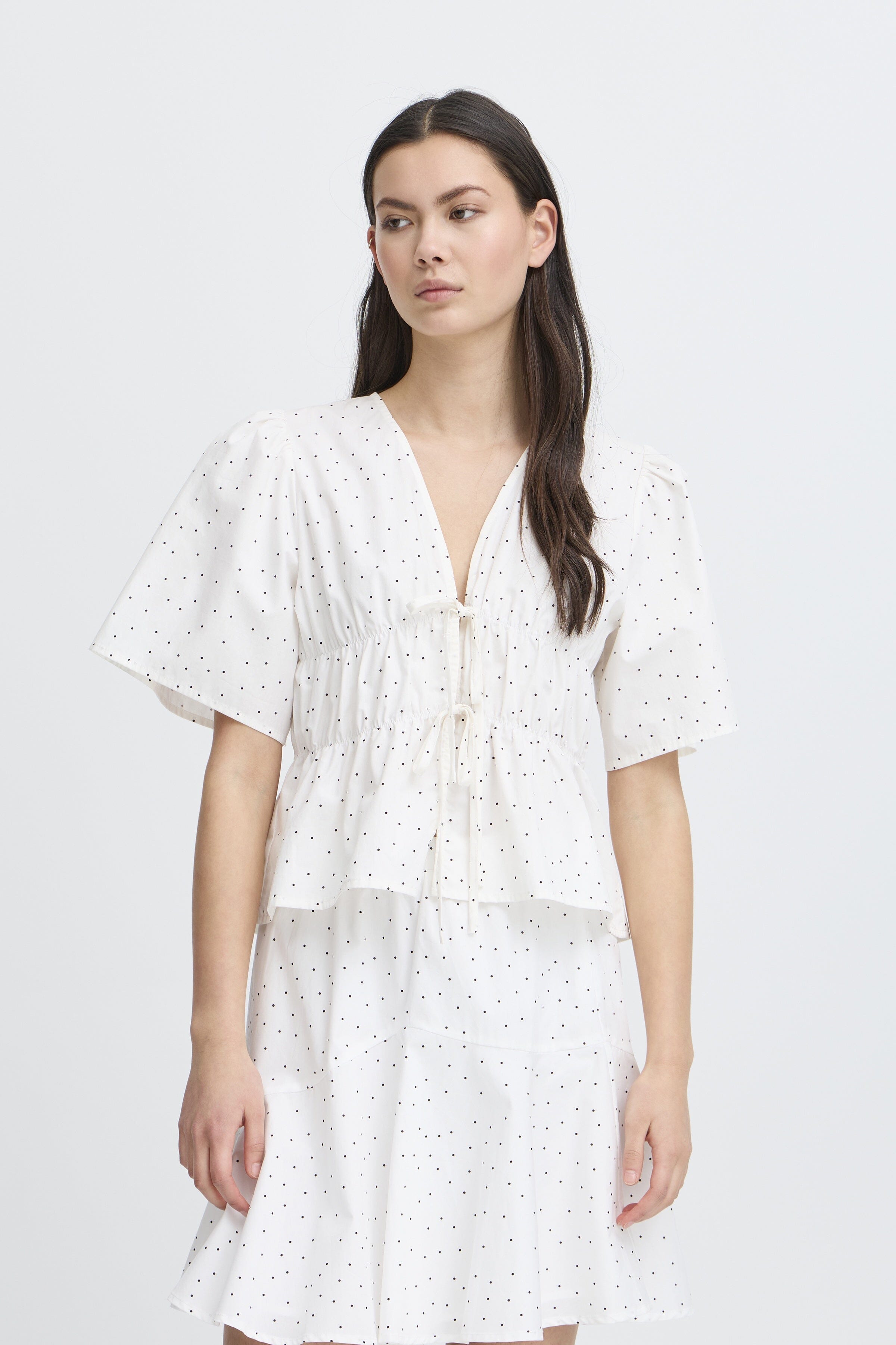 HAZEL WHITE POLKADOT BLOUSE BLOUSE B YOUNG 