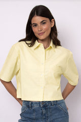 BUTTER YELLOW POPLIN SHORT SLEEVE SHIRT