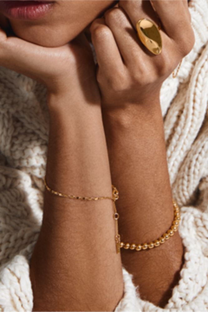 Mabelle gold bracelet, gold beaded bracelet