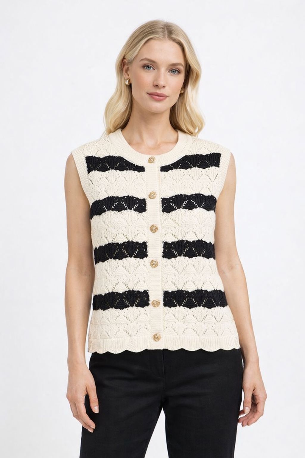 STRIPED KNIT WAISTCOAT
