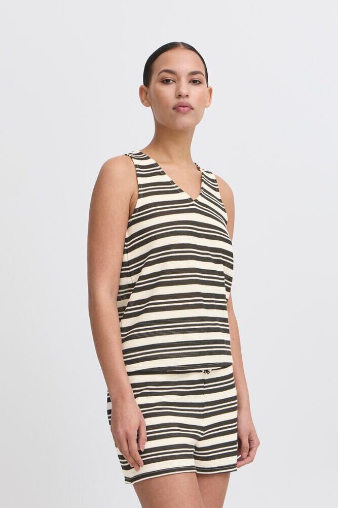 STRIPED VNECK TANK Top ICHI 