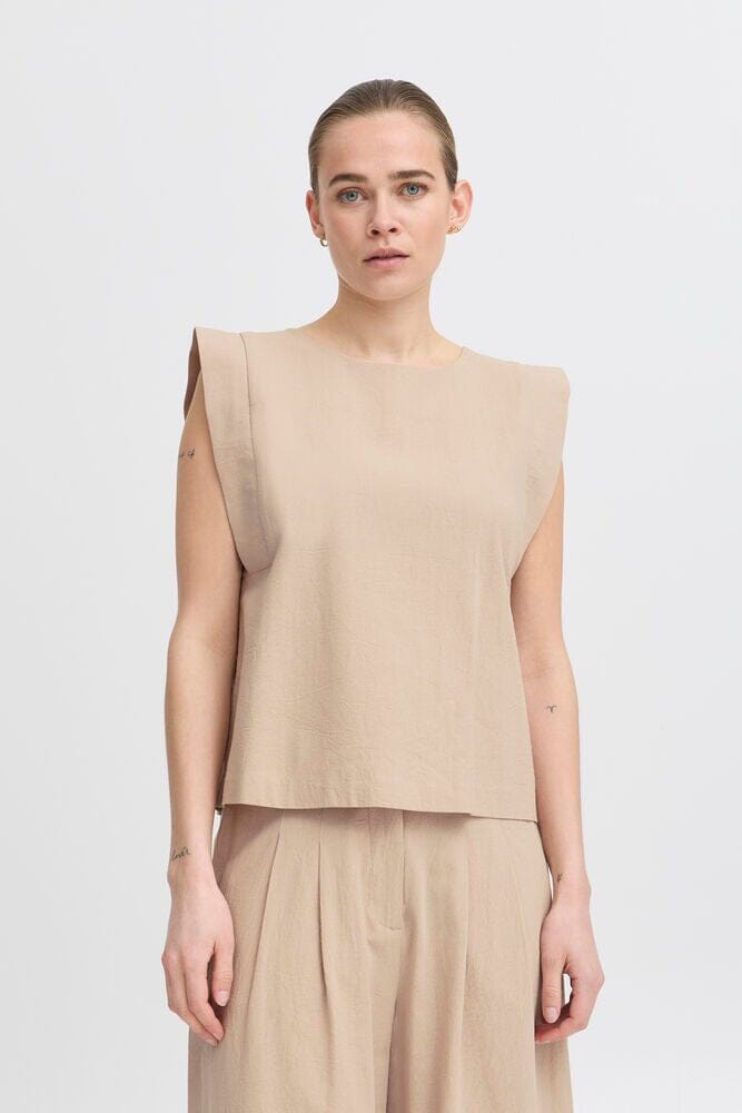 TAUPE SLEEVELESS TOP Top ICHI 