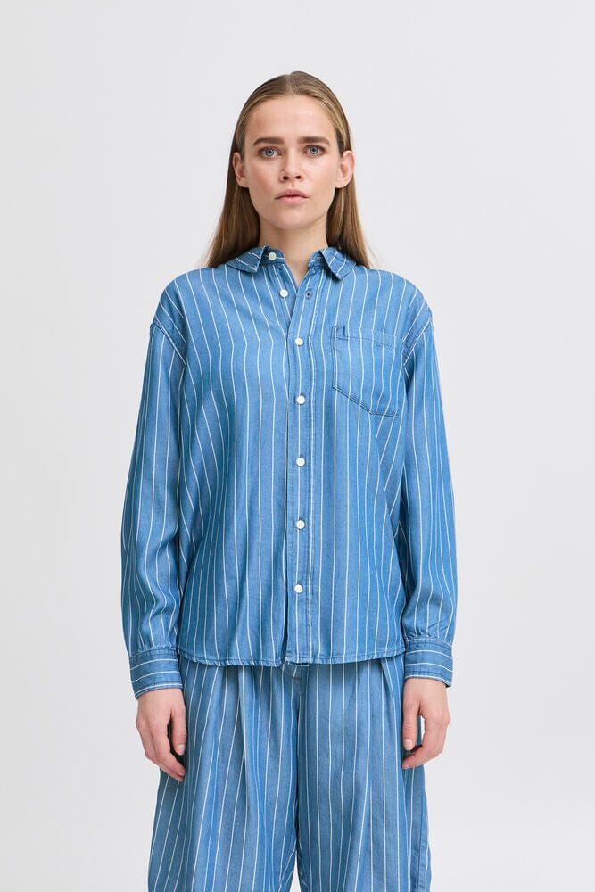 STRIPE DENIM SHIRT Top ICHI 