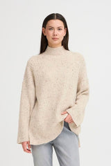 SPECKLED SIDE SLIT SWEATER, ICHI 