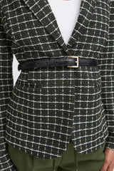 BLACK LEANA BELT, ICHI, black leather belt with gold buckle