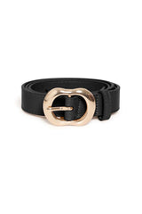 LOWI BLACK BELT,  ICHI, black leather belt with gold buckle, womens black waist belt