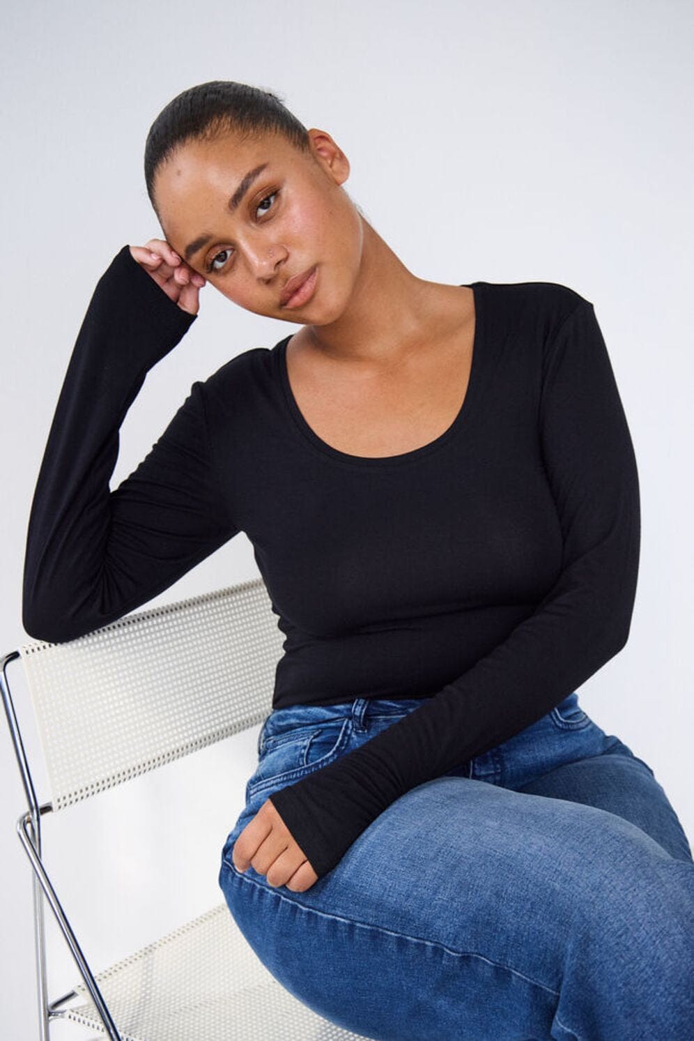 ZOLA BLACK LONG SLEEVE Top, ICHI 