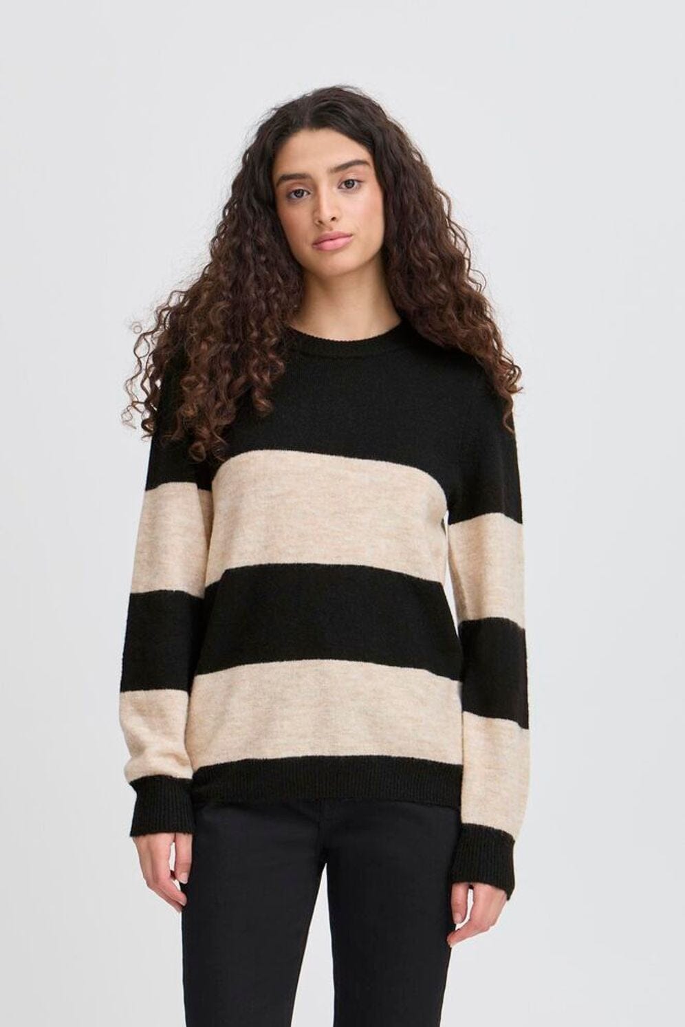 LIGHT KNIT STRIPE SWEATER,  ICHI 