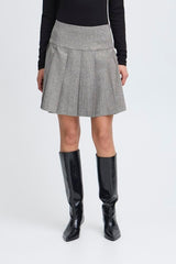SALT AND PEPPER PLEATED SKIRT, ICHI 