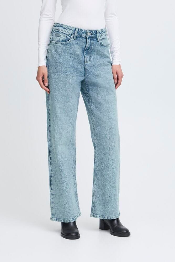 STONEWASH STRAIGHT LEG DENIM DENIM, stone wash denim, straight leg jeans, ICHI 