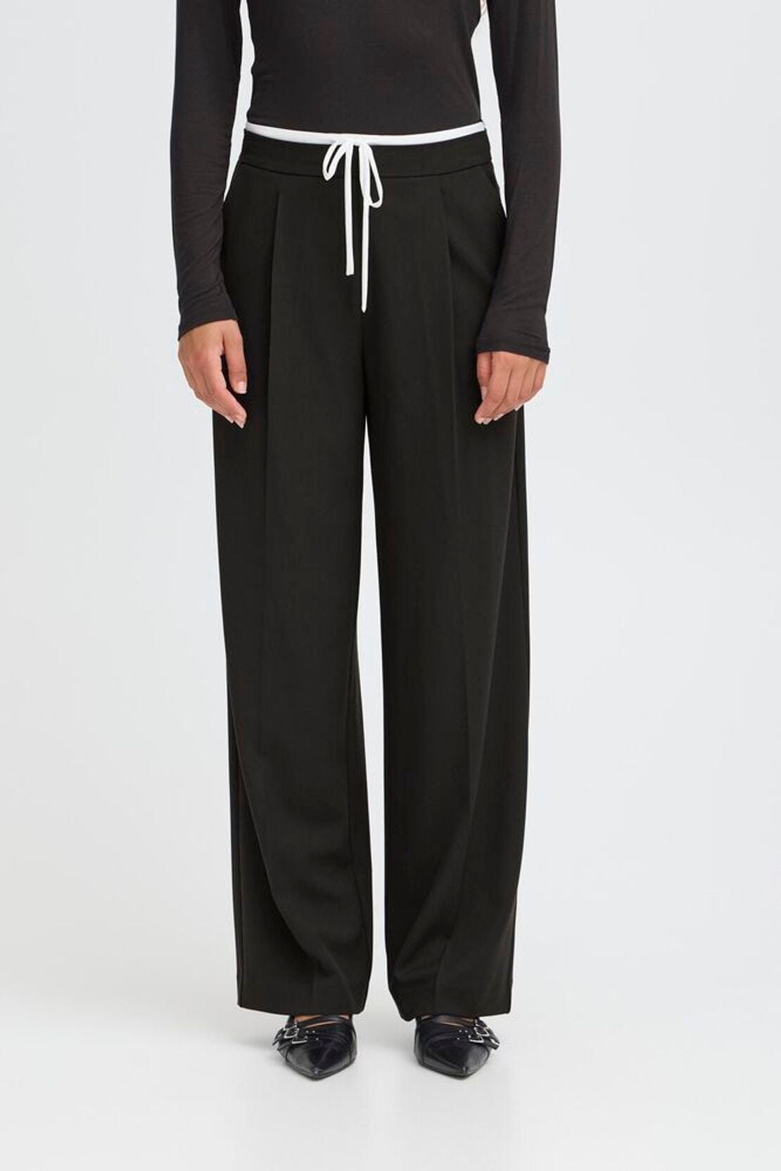 KYRA BLACK TROUSER PANT, ICHI 
