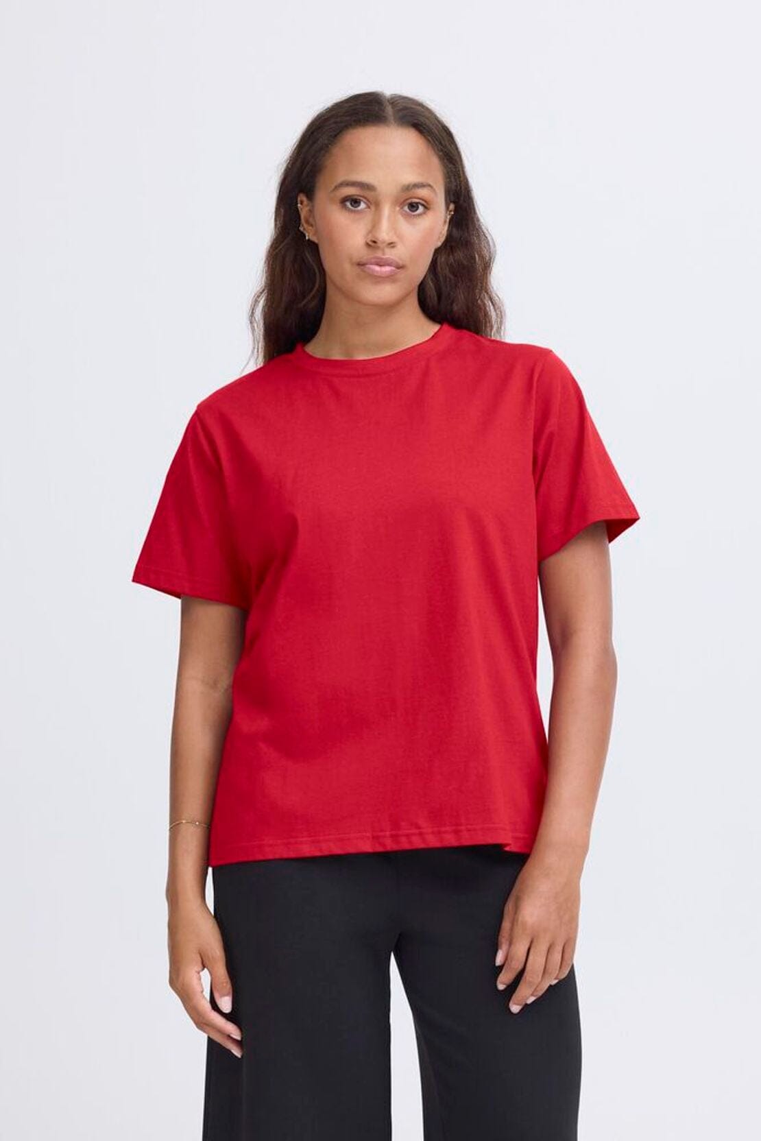 PALMER RED LOOSE TSHIRT , crew neck tee, ICHI 