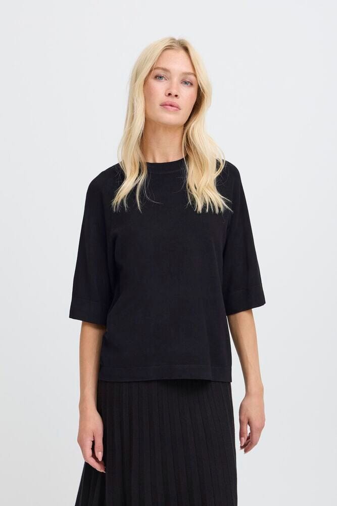MORLA BLACK KNIT TOP, B YOUNG 