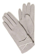 SLIM FIT GLOVE,  B YOUNG, Womens grey lightweight gloves with cross detail design
