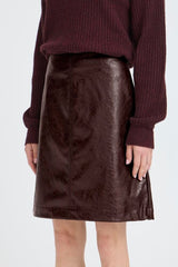 chocolate brown faux leather skirt,  B YOUNG 