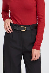 NUTA CLASSIC BELT, ICHI , vegan leather black belt, minimal black belt gold buckle, versatile everyday black belt