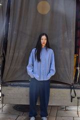 YONDER BLUE STRIPE BUTTON DOWN , blue button down, ICHI 