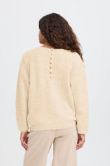 REFINED BUTTON BACK SWEATER, ICHI 