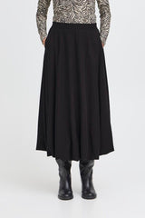 BLACK MOVEMENT SKIRT Skirt, black midi skirt, elastic waist skirt, ICHI 