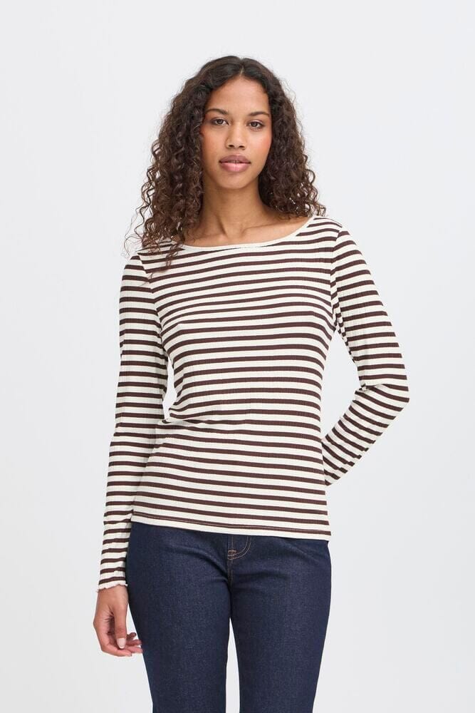 REFINED SQUARE NECK TOP , stripped top,  ICHI 