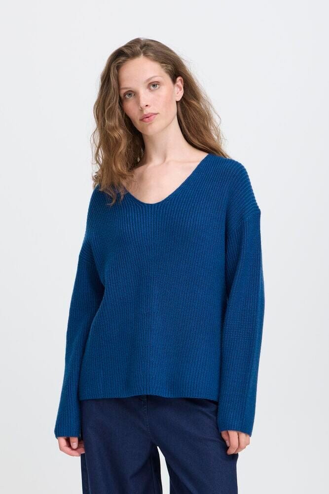 RELAXED DEEP V-NECK SWEATER, ICHI 