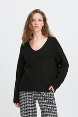 RELAXED DEEP V-NECK SWEATER, ICHI 