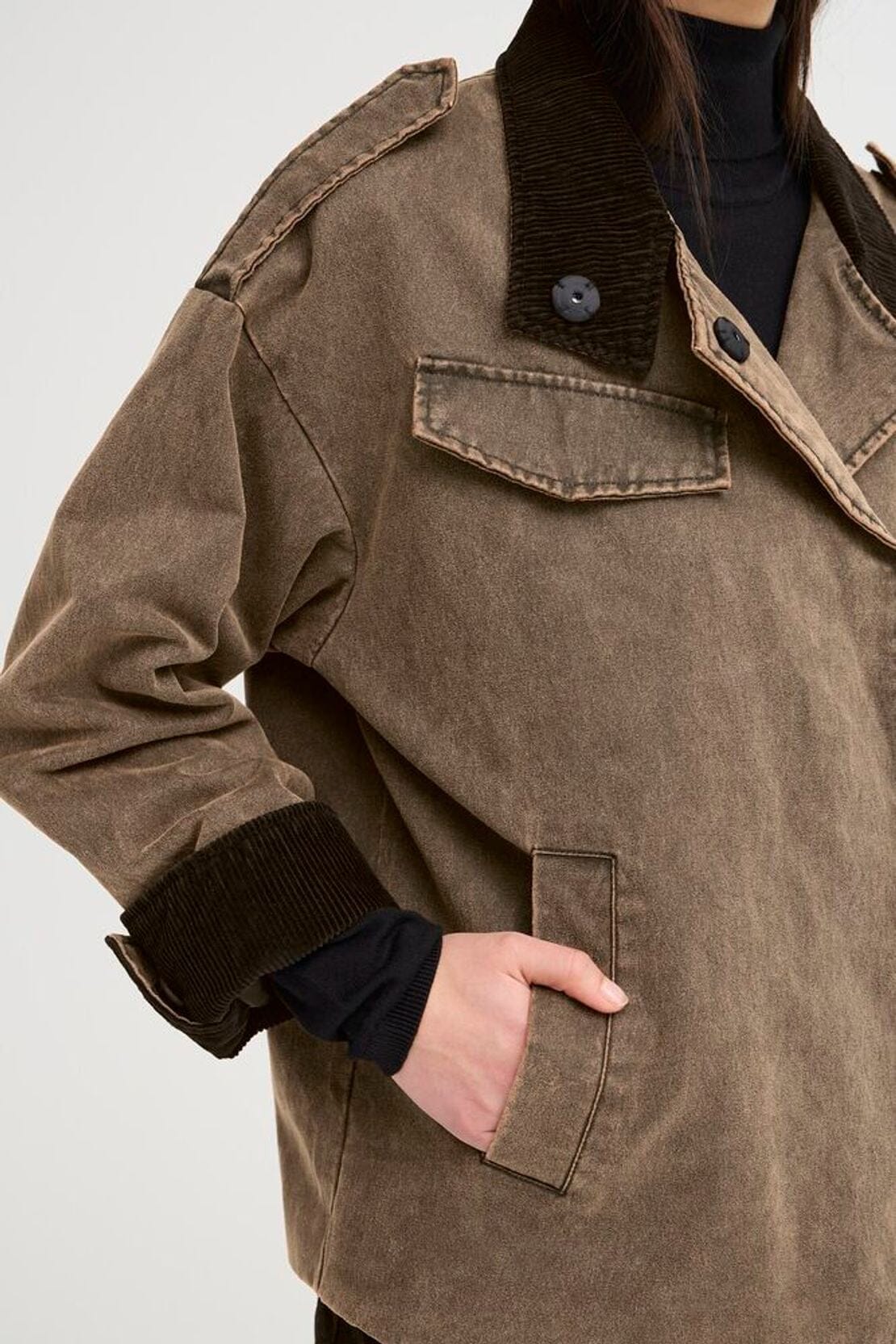 UTILITY JACKET WITH CONTRAST COLLAR Jacket, ICHI 