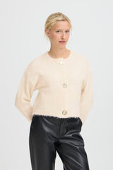 CREAM STATEMENT BUTTON SWEATER, B YOUNG 