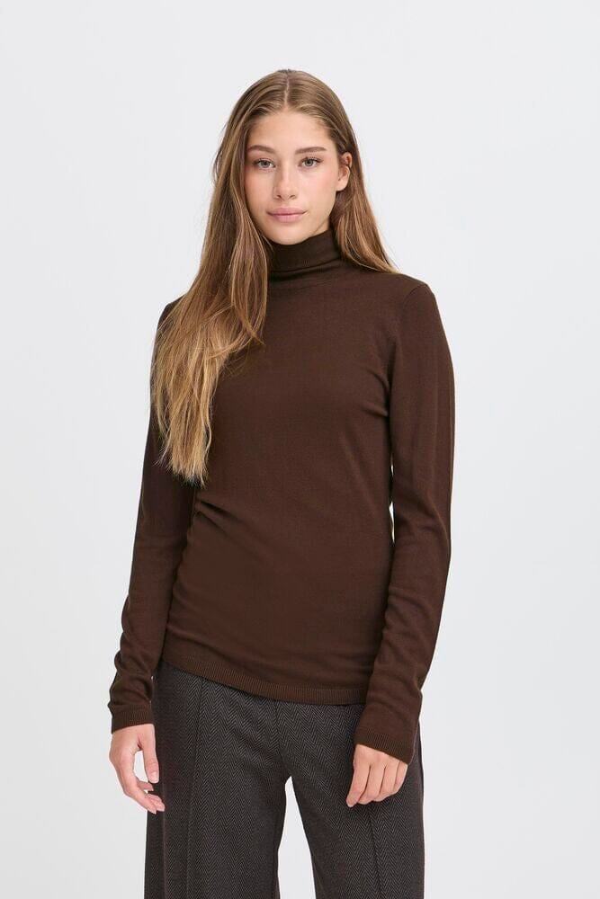 MAFA CHOCOLATE BROWN ROLL NECK Top, ICHI 