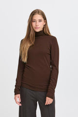MAFA CHOCOLATE BROWN ROLL NECK Top, ICHI 
