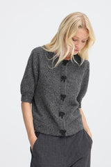 GREY CARDI WITH BOW BUTTON,  B YOUNG 