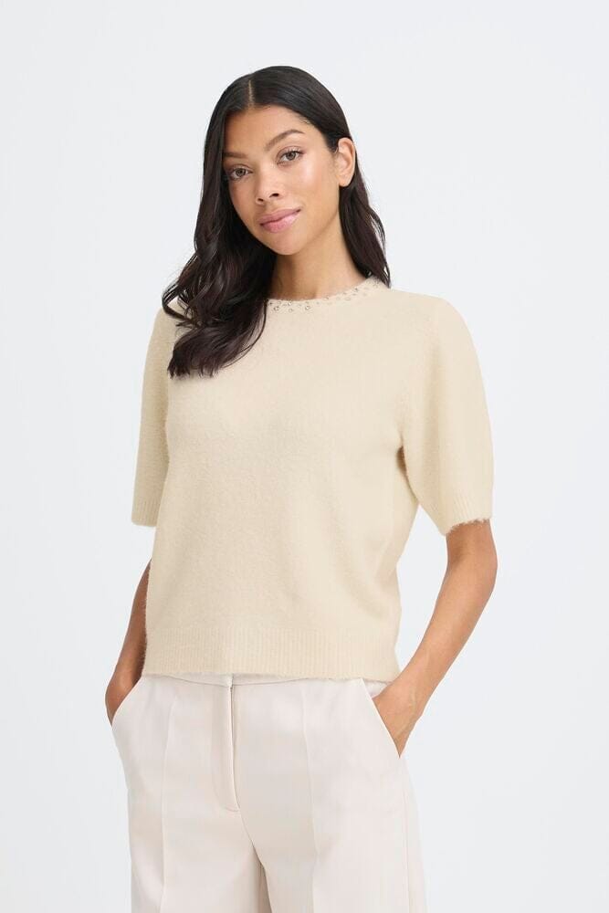 RHINESTONE NECK SWEATER, B YOUNG 
