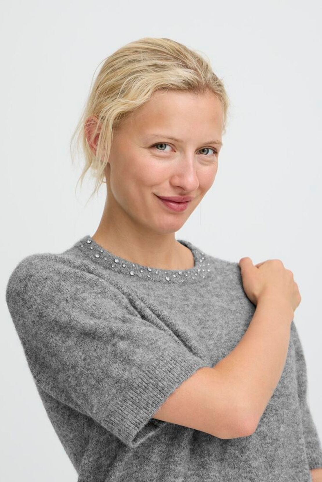 grey embellished sweater