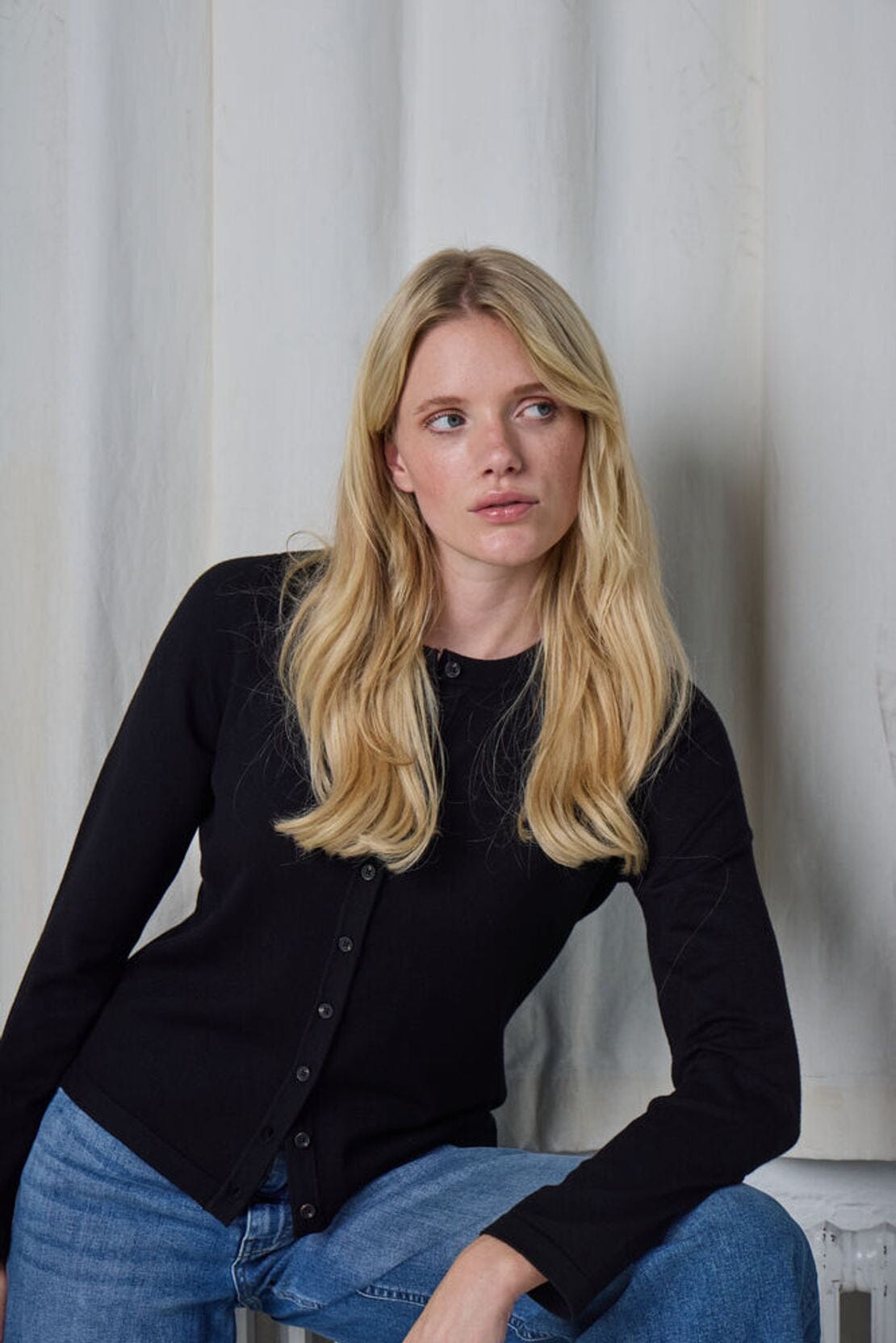 black fitted cardigan women, slim black knit cardigan