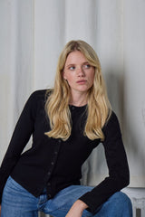 black fitted cardigan women, slim black knit cardigan