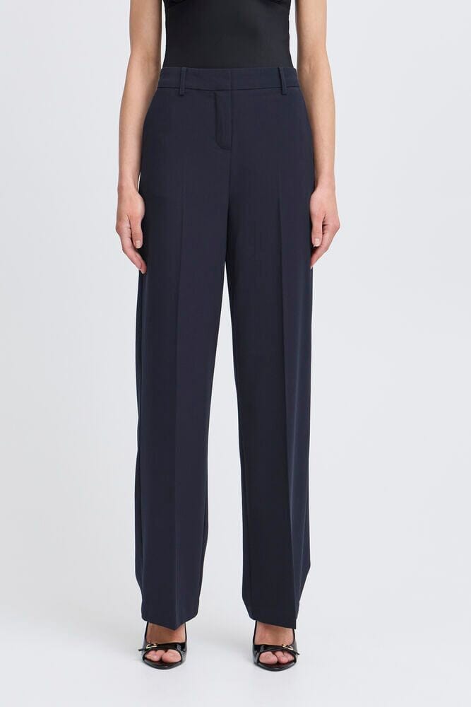 DANTA WIDE LEG PANT, B YOUNG, navy wide leg trousers, women’s work pants navy