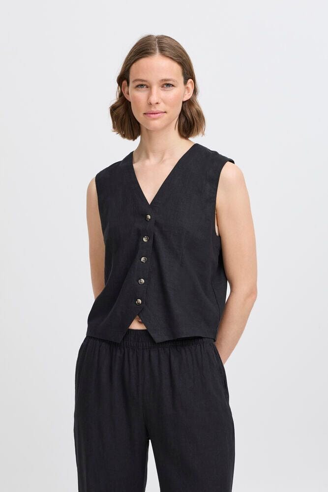 BLACK BUTTON UP VEST Jacket B YOUNG 