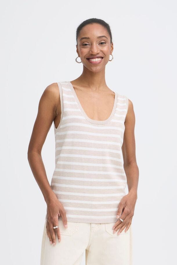 cream stripe tank top women, neutral striped tank top women, beige stripe sleeveless top women, cream striped summer tank women