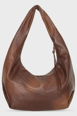 COFFEE SHOULDER HANDBAG, ICHI, brown slouch shoulder bag, coffee leather handbag, soft hobo bag, everyday brown purse, minimalist leather shoulder bag, casual chic brown bag 