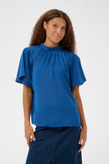 BLUE FLUTTER SLEEVE BLOUSE, saint tropez 