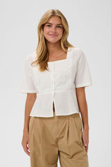 button front structured blouse, white button front blouse women